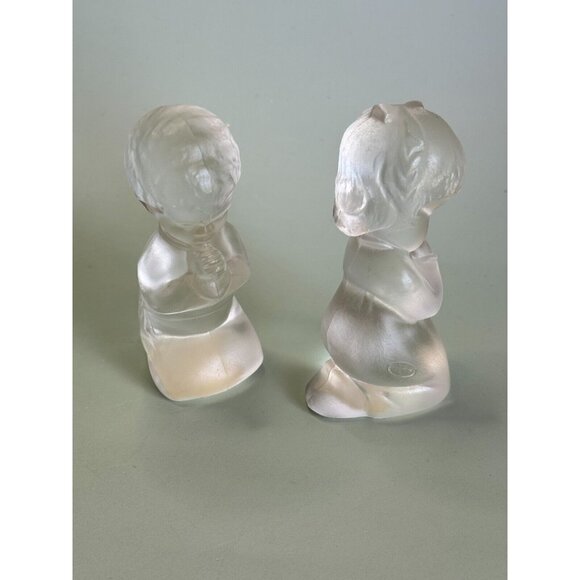 Vintage Fenton Praying Girl and Boy Crystal Glass Figurines 4" - Picture 2 of 11